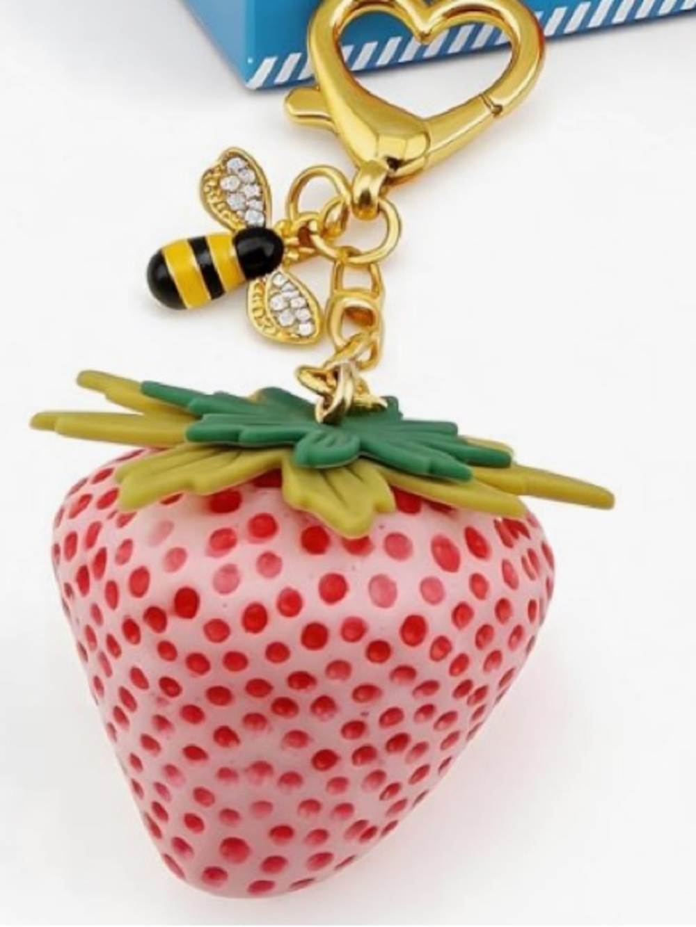 Strawberry bag/purse charm Keychain with Bee Accent